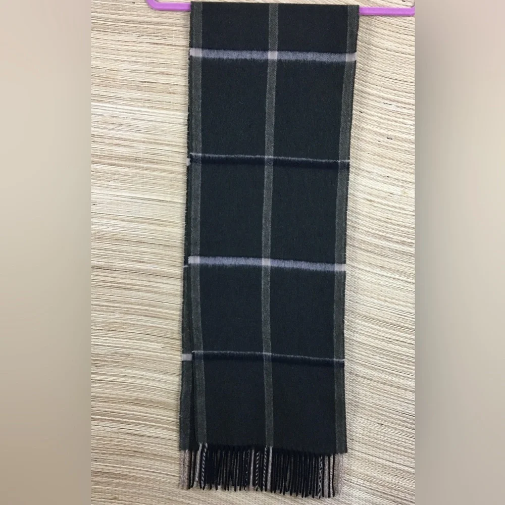 JOSEPH & LYMAN Made In Germany 100%CASHMERE Classic Windowpane Plaid Men's Scarf